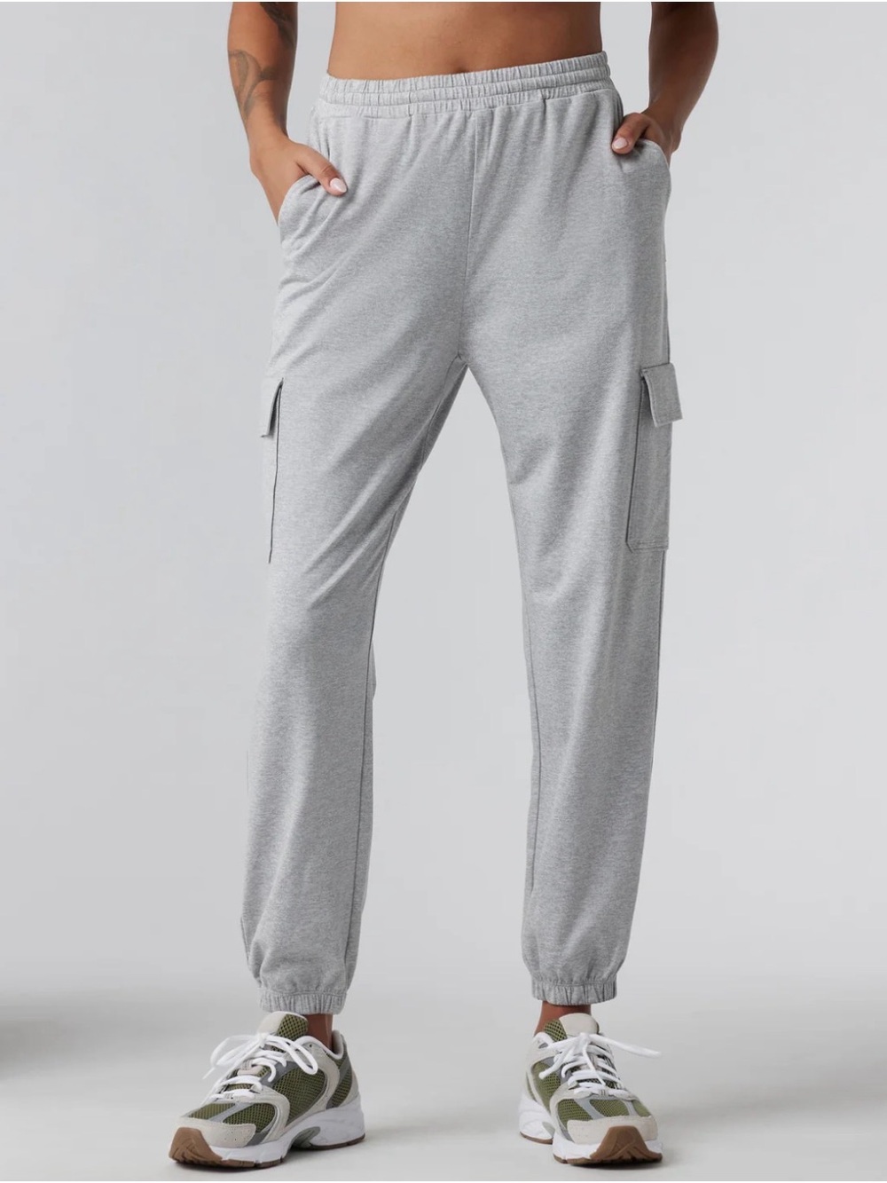 Vuori Light Gray Boyfriend Cargo Sweatpants